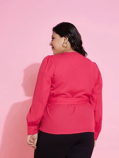 Maroon Side Knot Peplum Top
