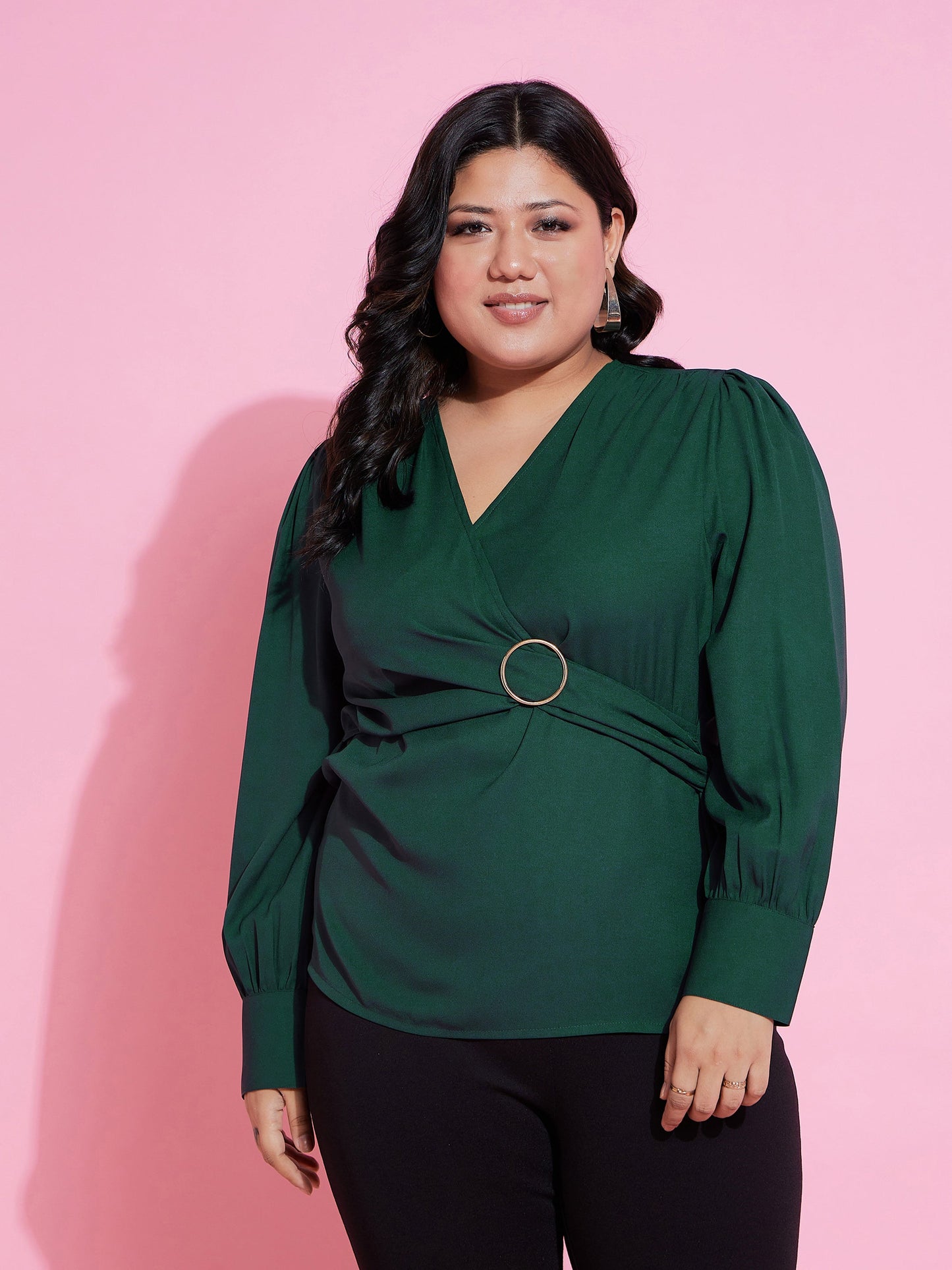 Emerald Side Knot Peplum Top