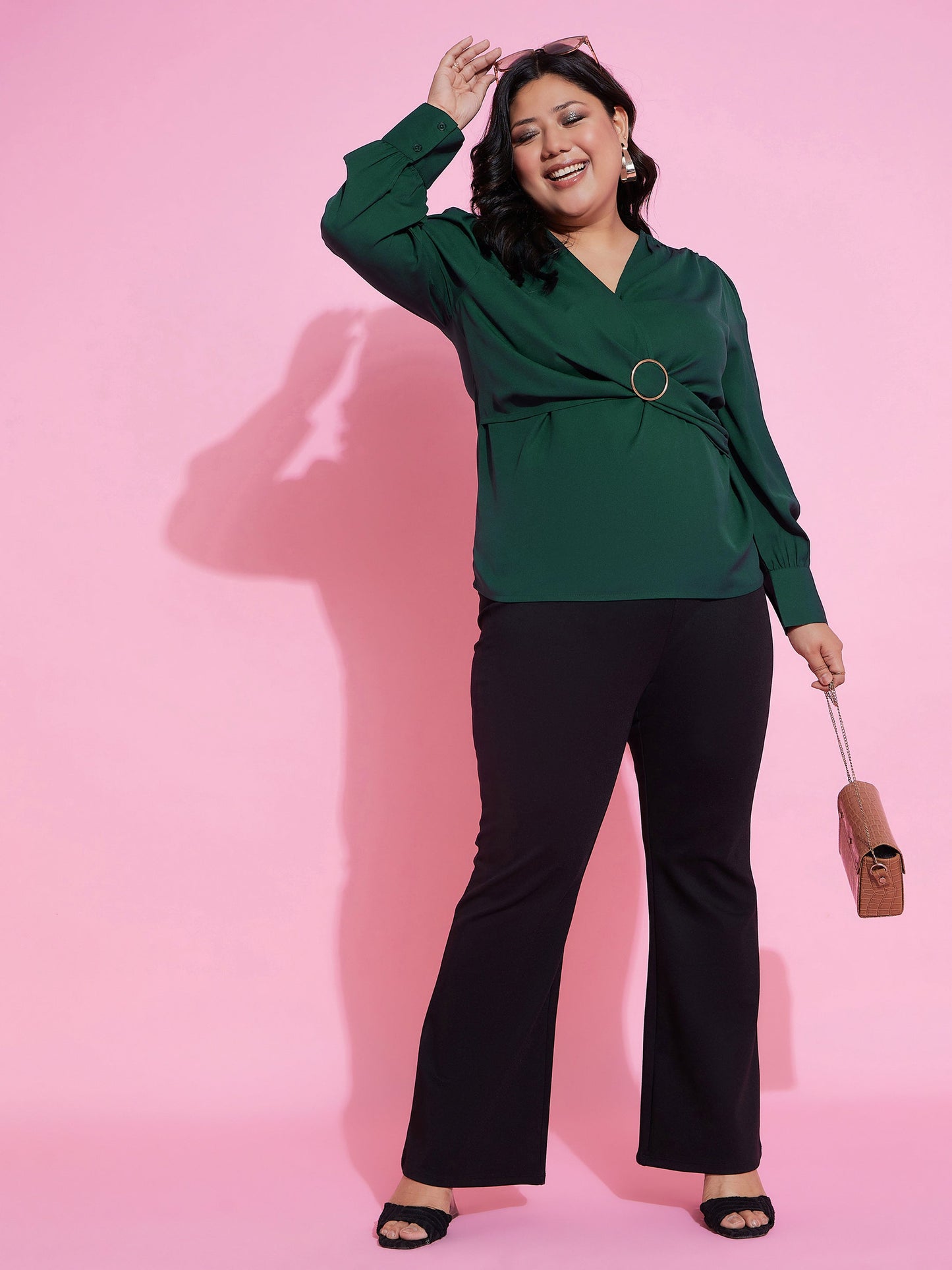 Emerald Side Knot Peplum Top