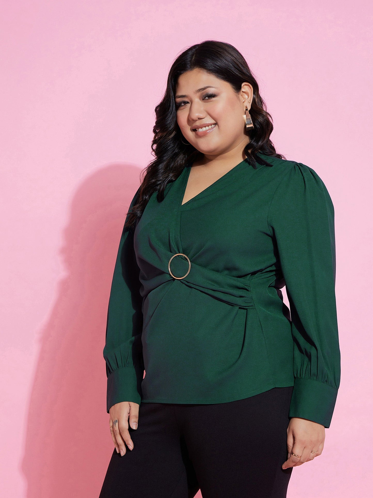 Emerald Side Knot Peplum Top