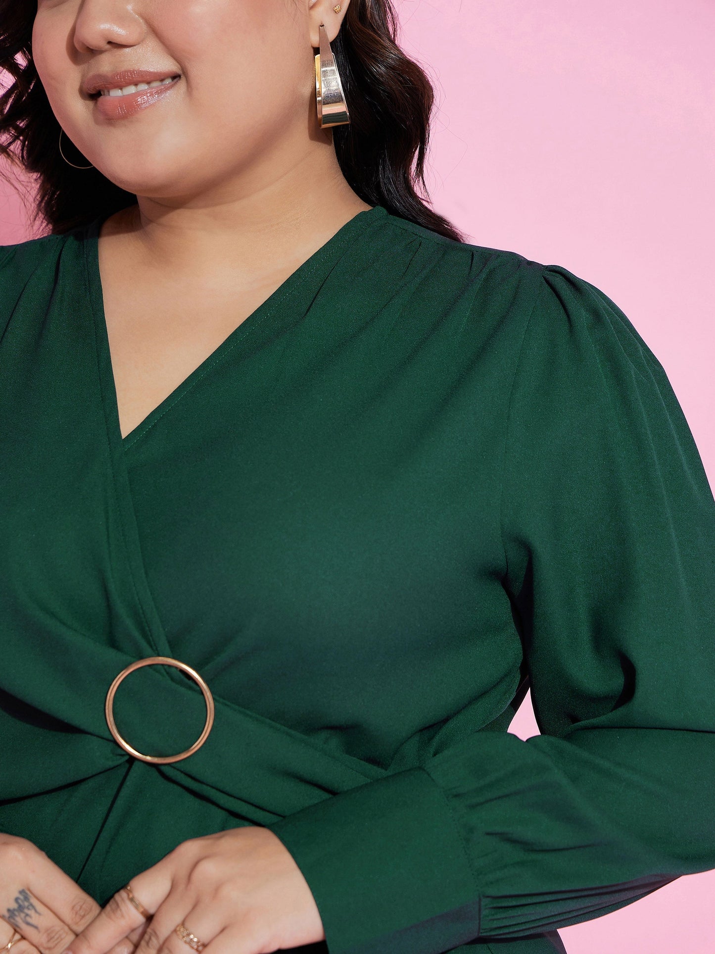 Emerald Side Knot Peplum Top