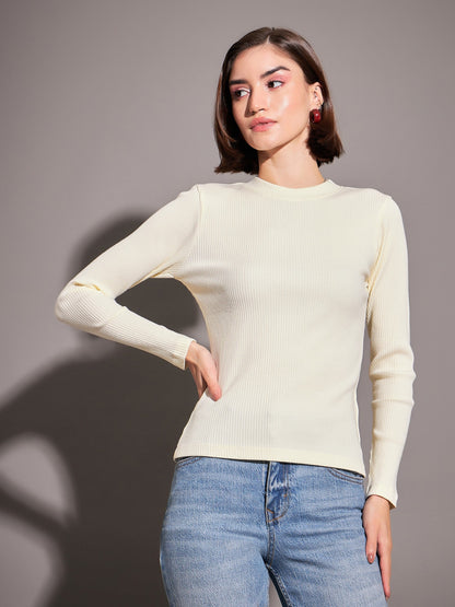 Off-White Rib High Neck Top