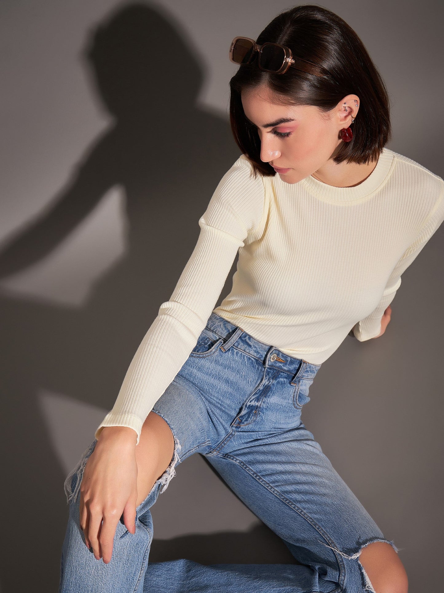 Off-White Rib High Neck Top