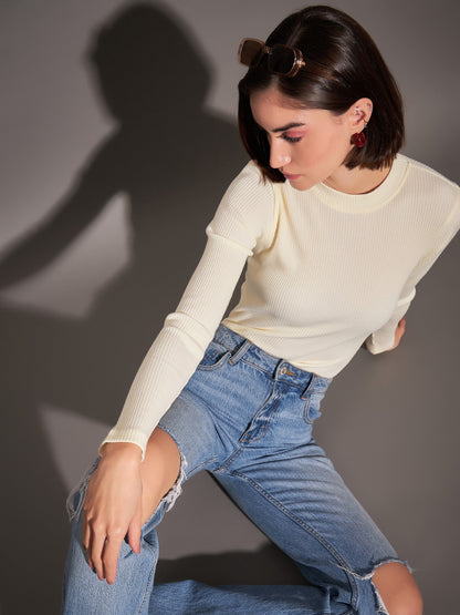 Off-White Rib High Neck Top