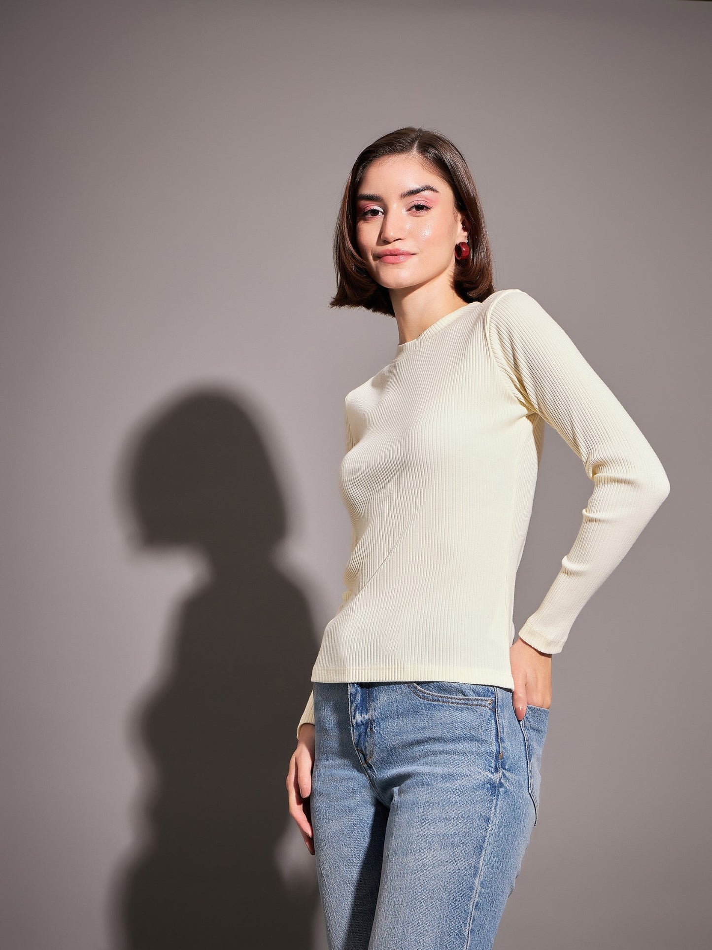 Off-White Rib High Neck Top