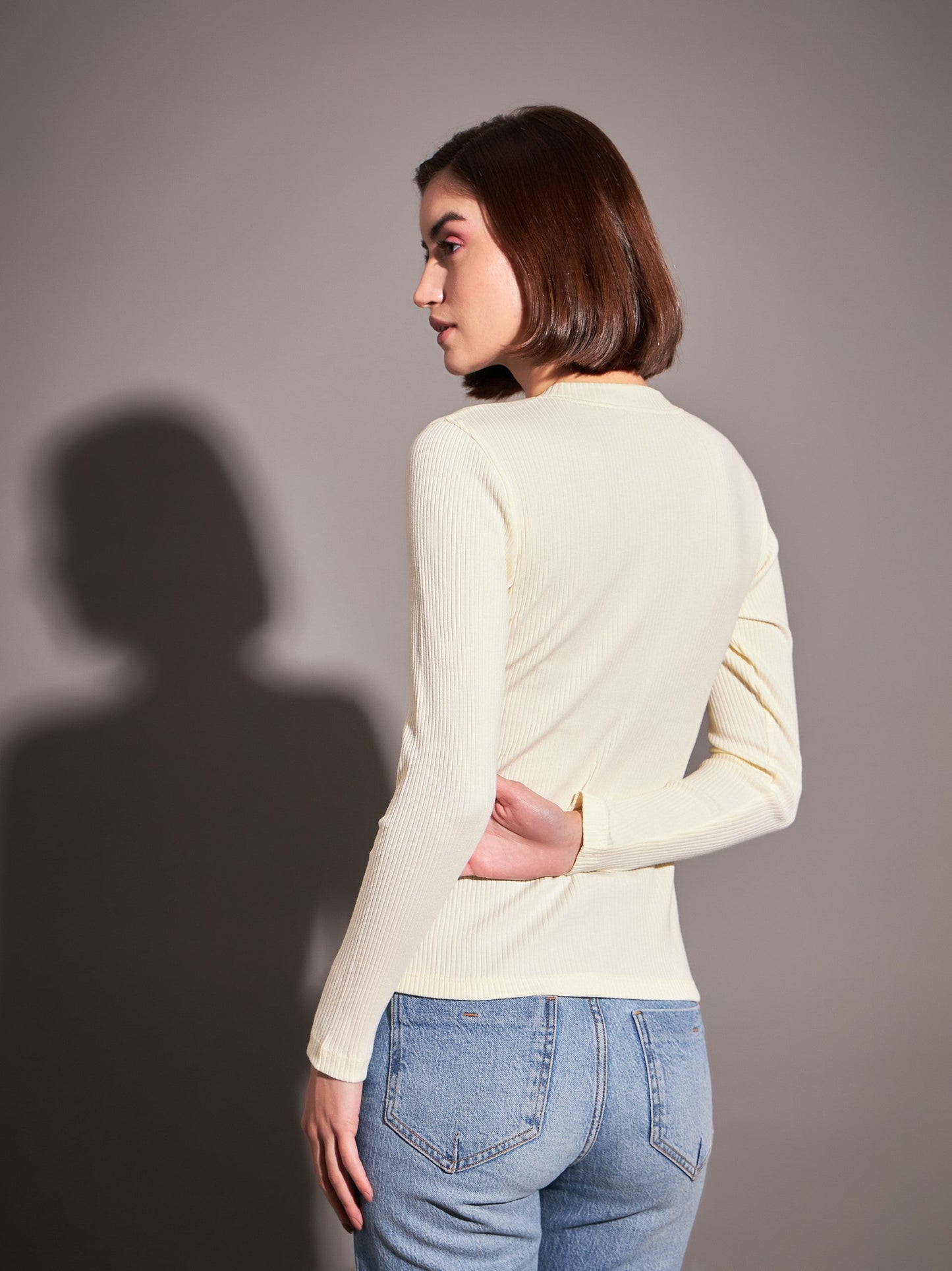 Off-White Rib High Neck Top