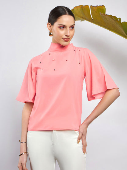 Peach Pearl Studded Top