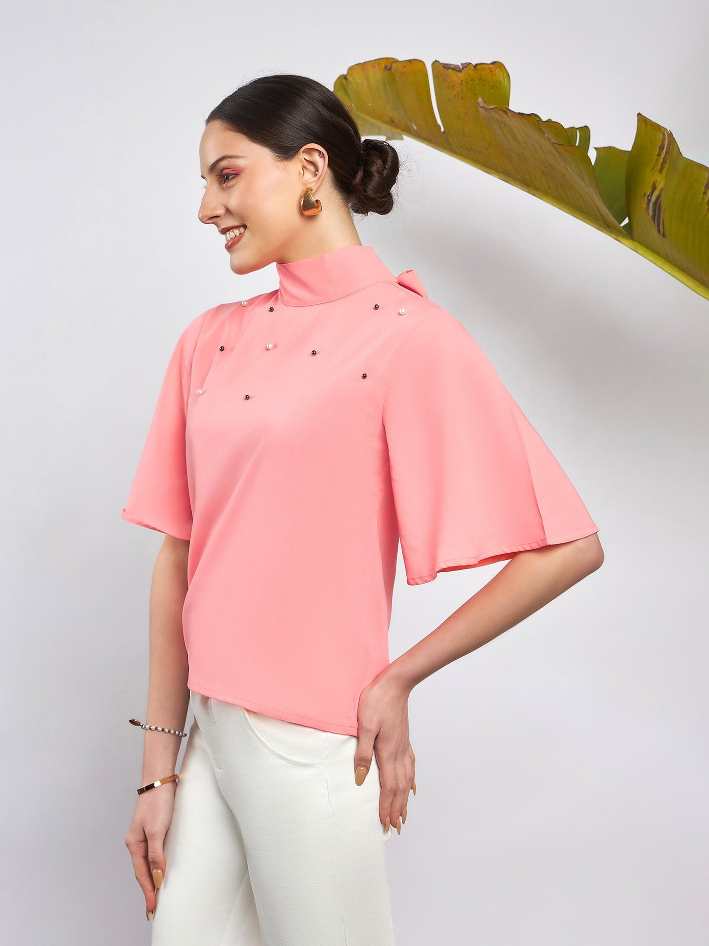 Peach Pearl Studded Top