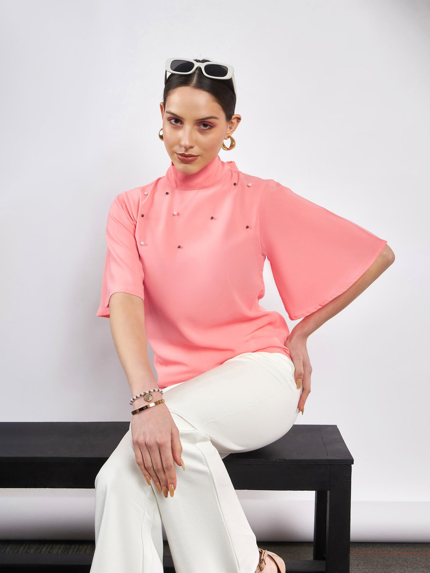 Peach Pearl Studded Top