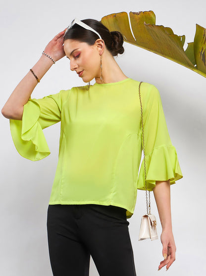 Lime Green Ruffle Sleeve Top