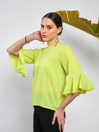 Lime Green Ruffle Sleeve Top