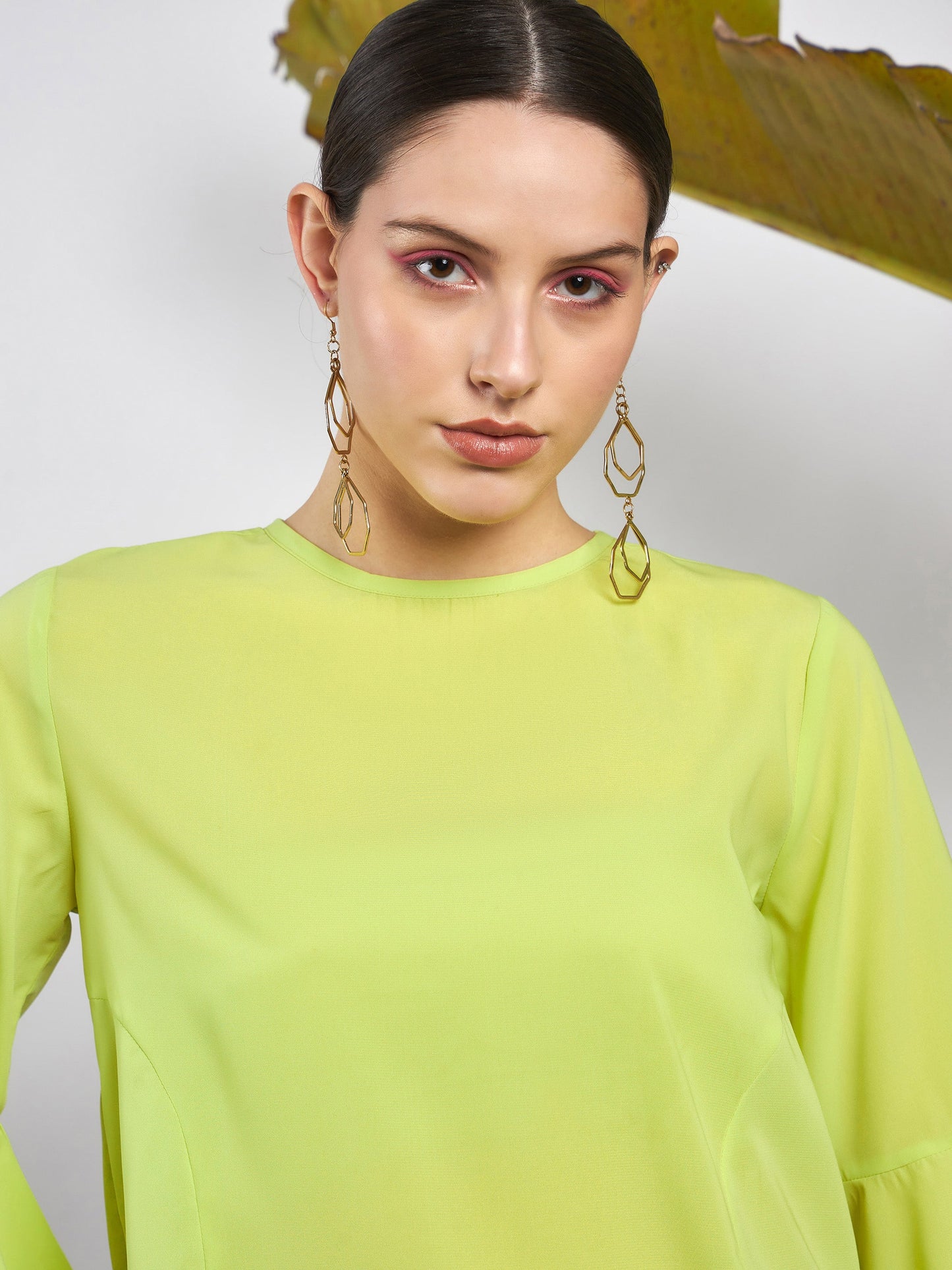 Lime Green Ruffle Sleeve Top