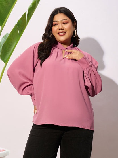 Onion Pink Front Twisted Detail Top