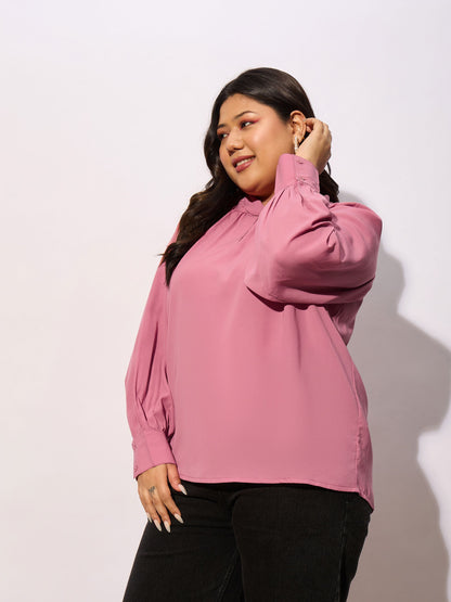Onion Pink Front Twisted Detail Top