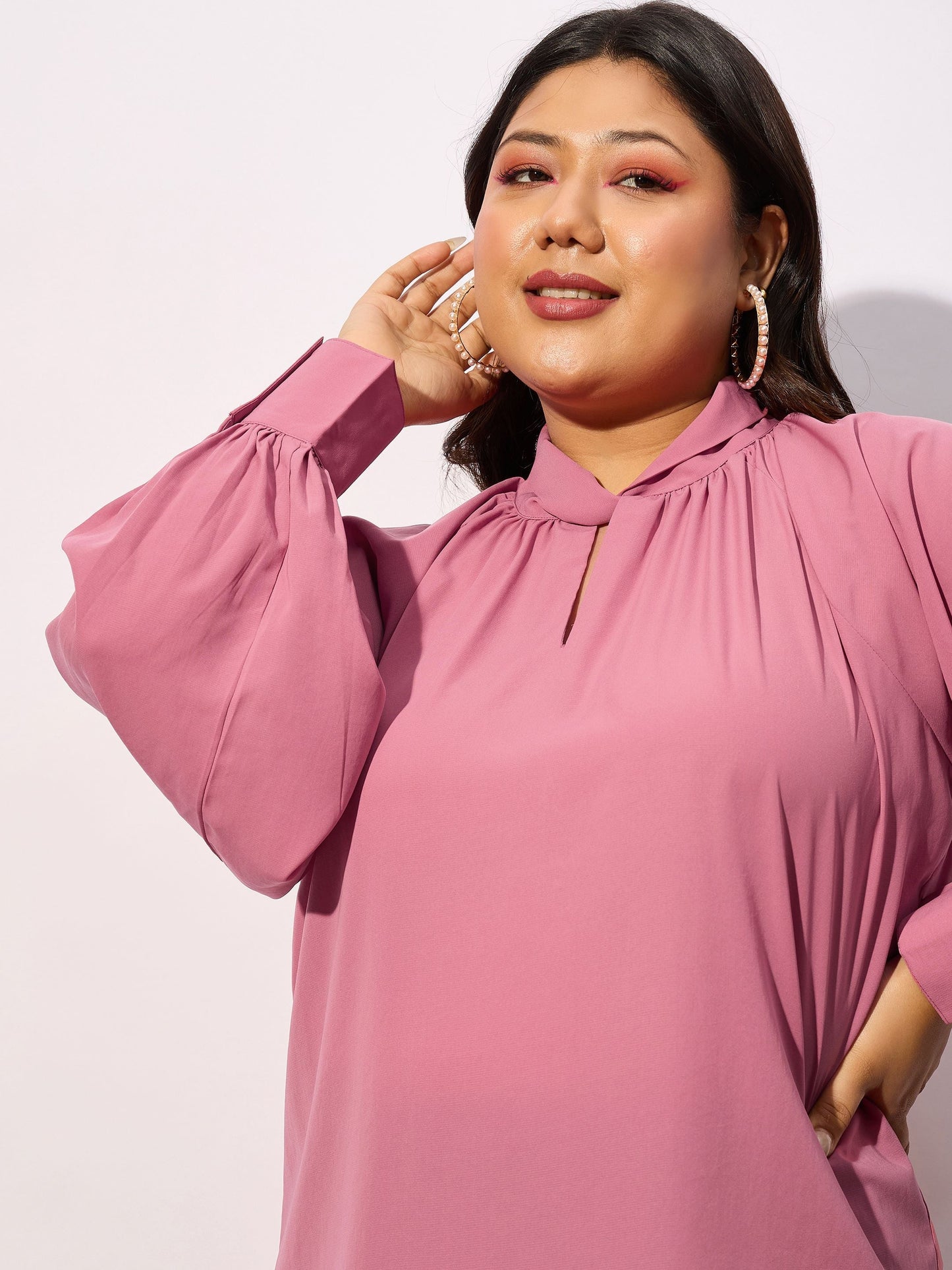 Onion Pink Front Twisted Detail Top