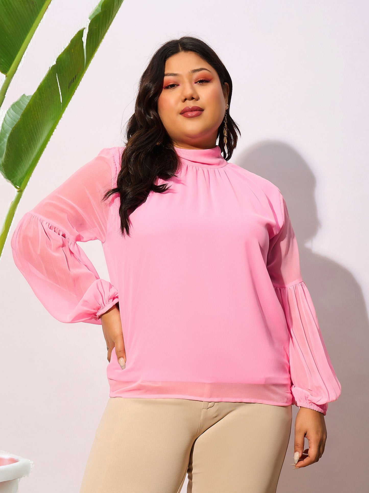 Pink Balloon Sleeves Top