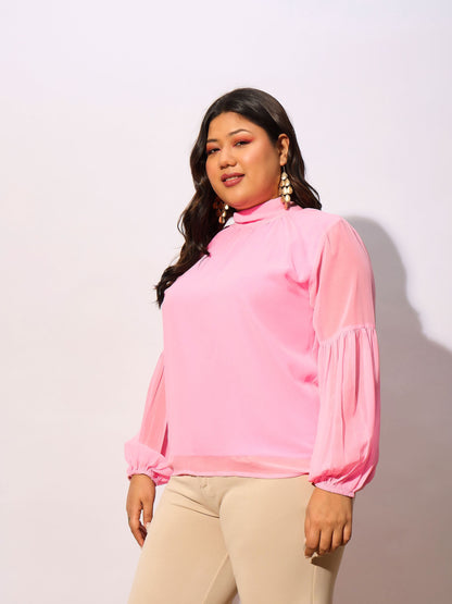 Pink Balloon Sleeves Top