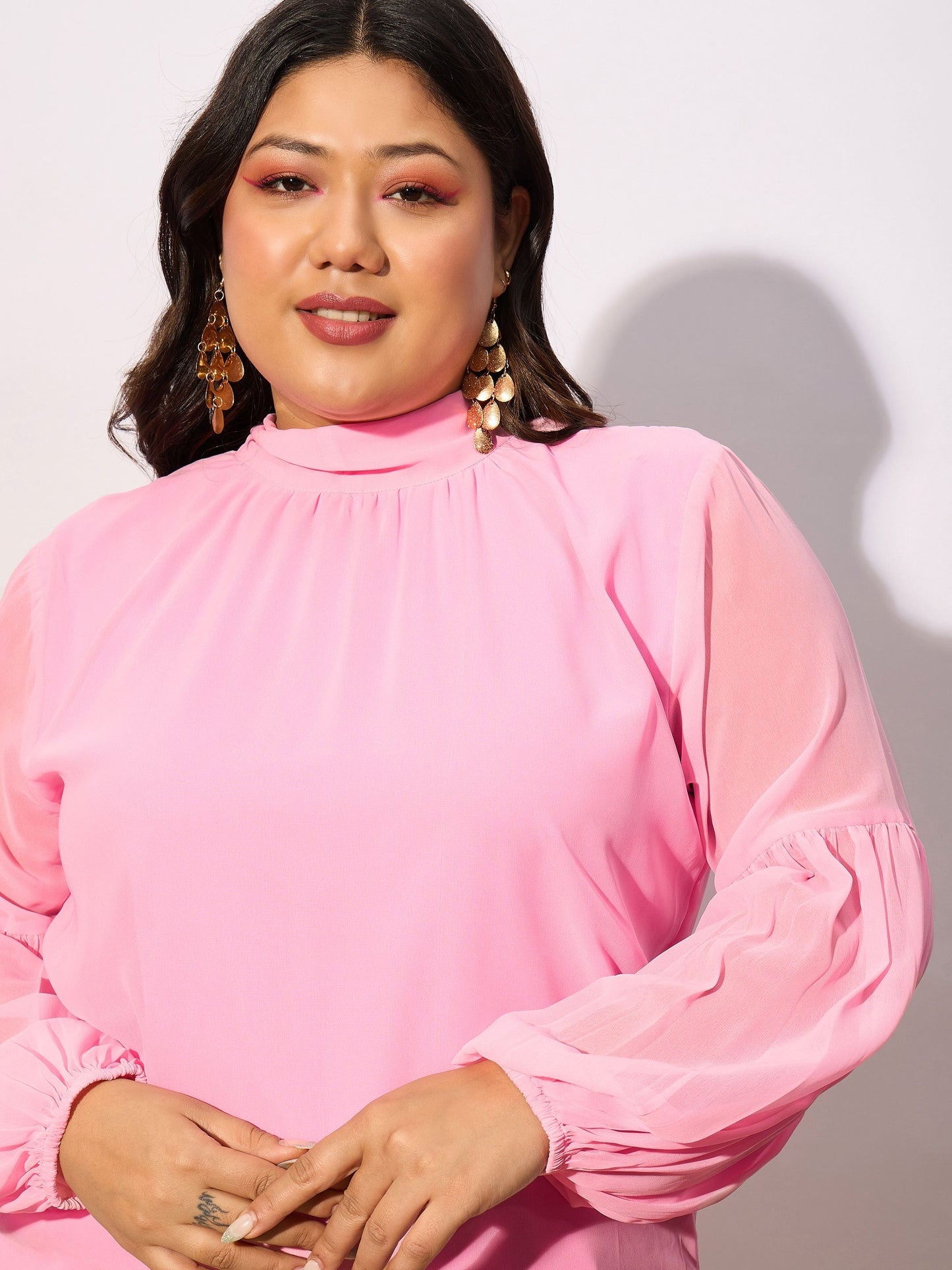 Pink Balloon Sleeves Top