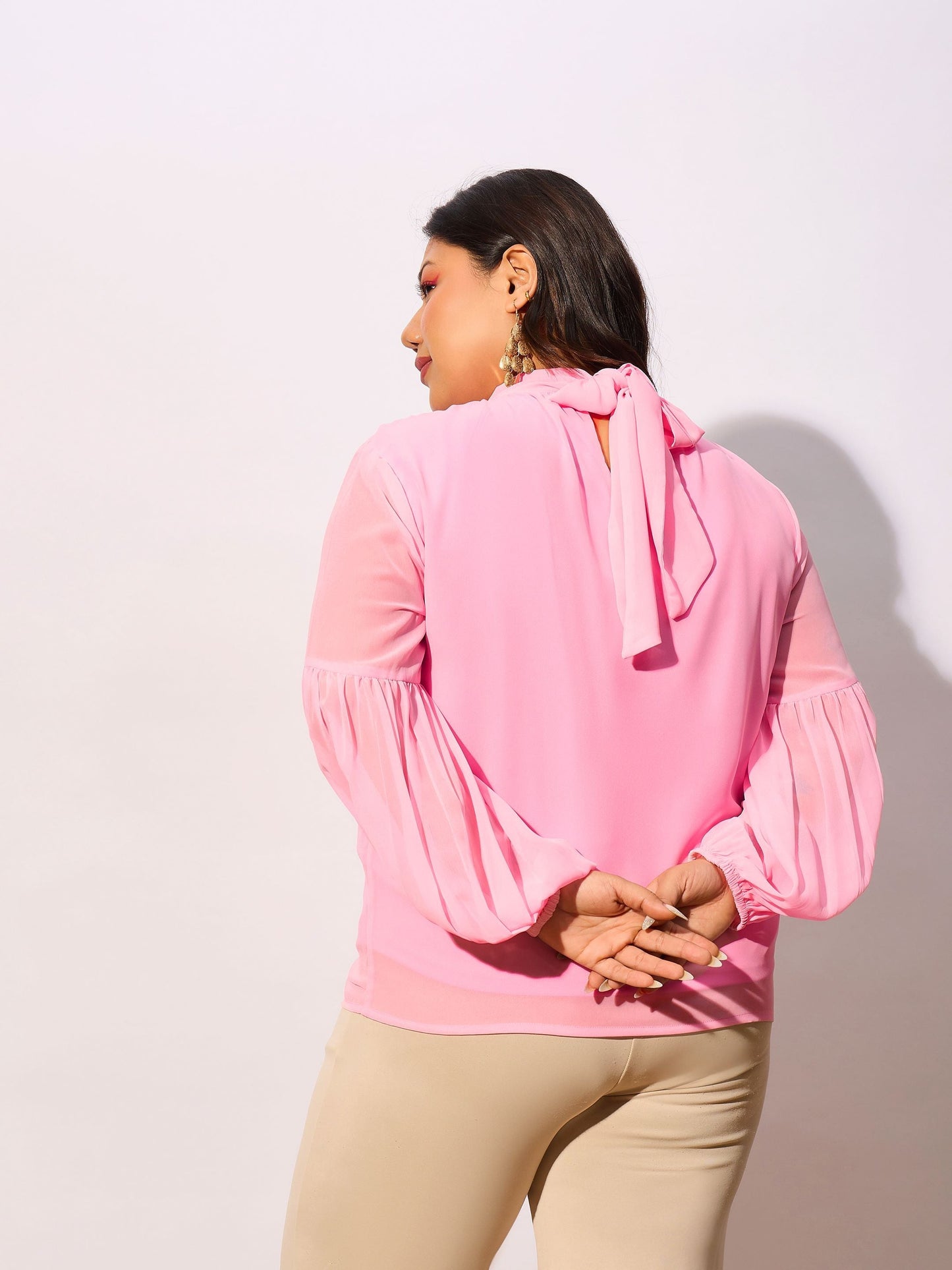 Pink Balloon Sleeves Top
