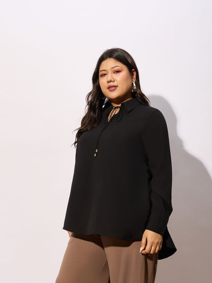 Black Front Doori Top-SASSAFRAS Curve