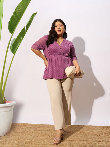 Purple Dobby Yoke Top-SASSAFRAS Curve