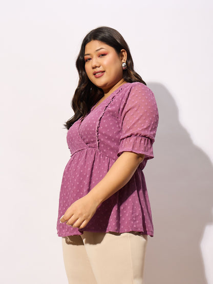 Purple Dobby Yoke Top-SASSAFRAS Curve