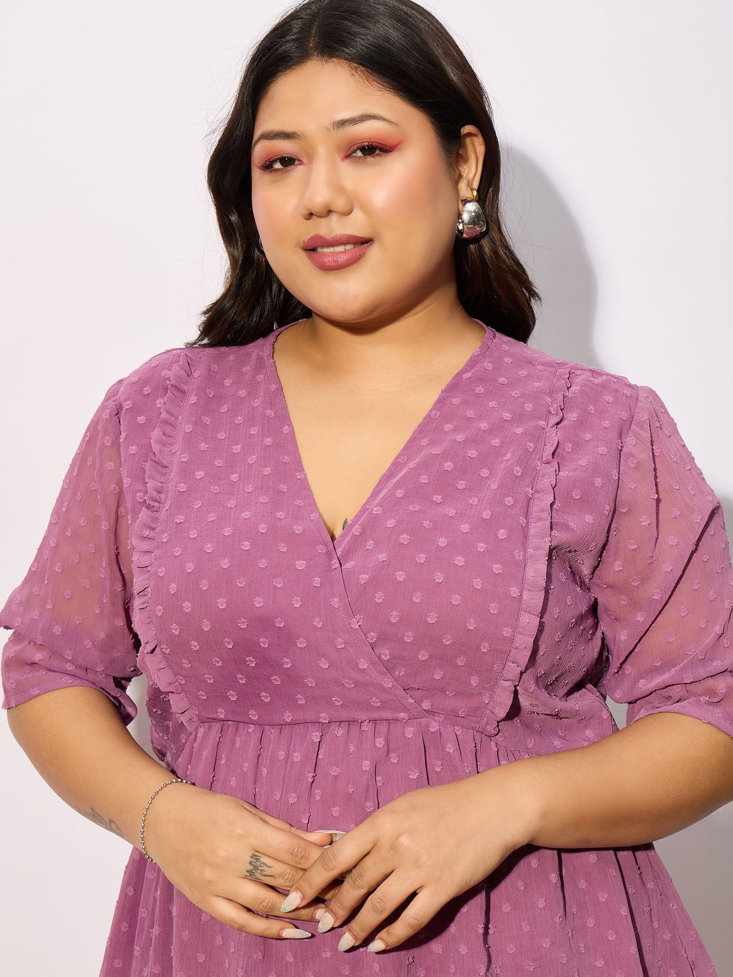 Purple Dobby Yoke Top-SASSAFRAS Curve