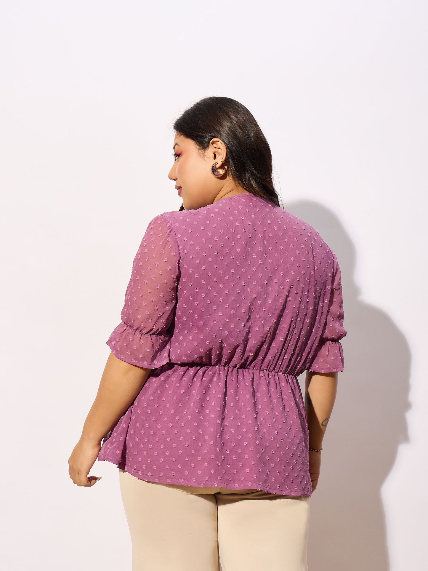 Purple Dobby Yoke Top-SASSAFRAS Curve
