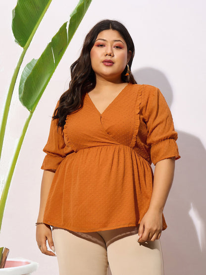 Brown Dobby Yoke Top