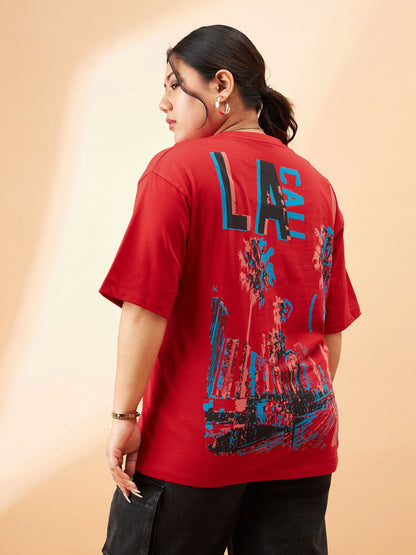 Red Graphic LA Print T-Shirt