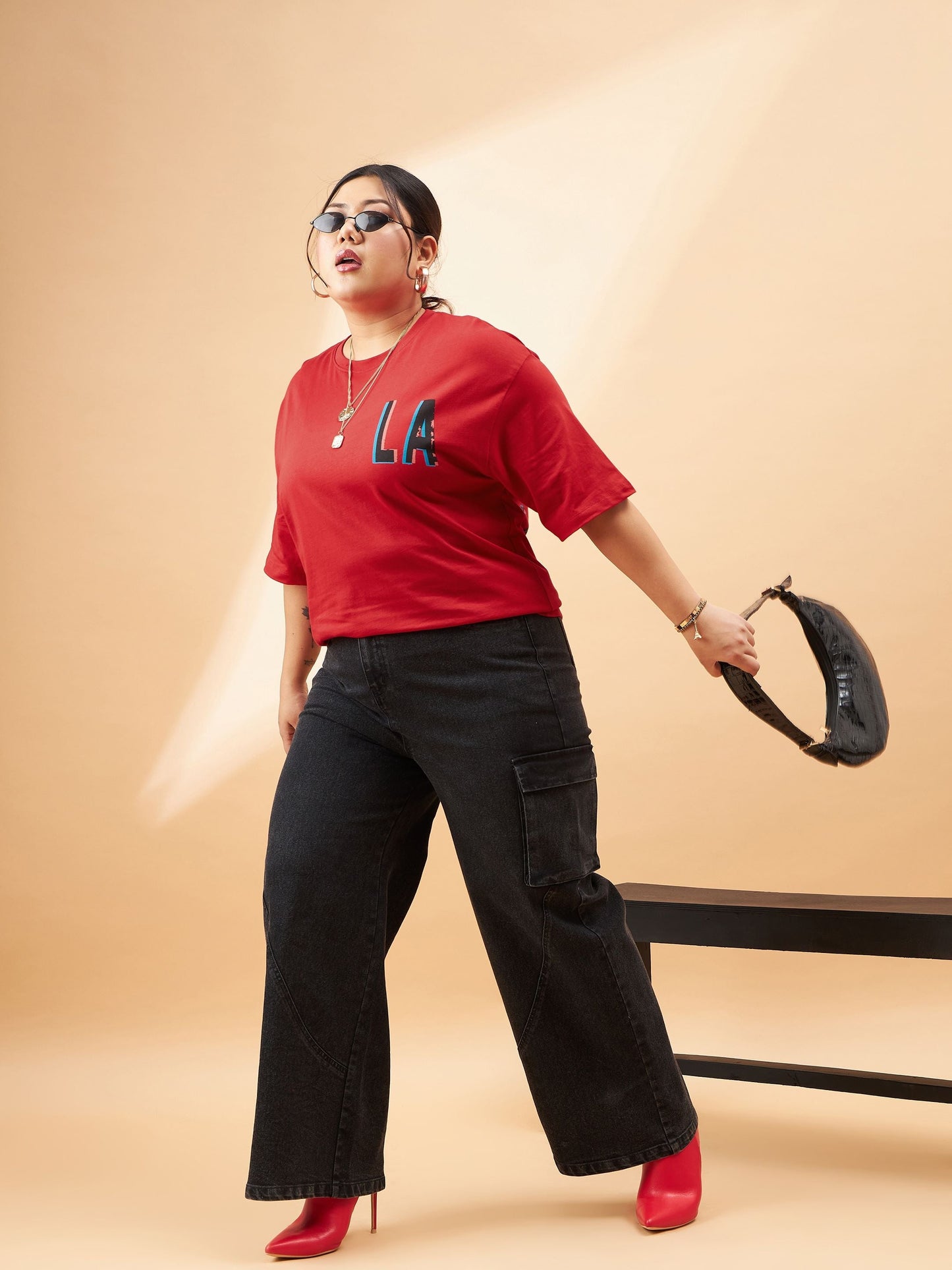 Red Graphic LA Print T-Shirt