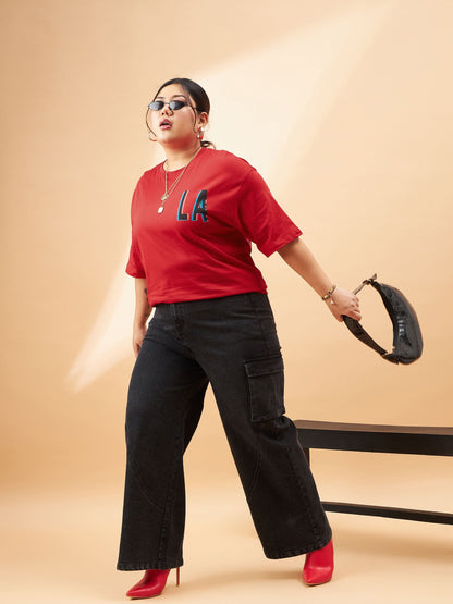 Red Graphic LA Print T-Shirt