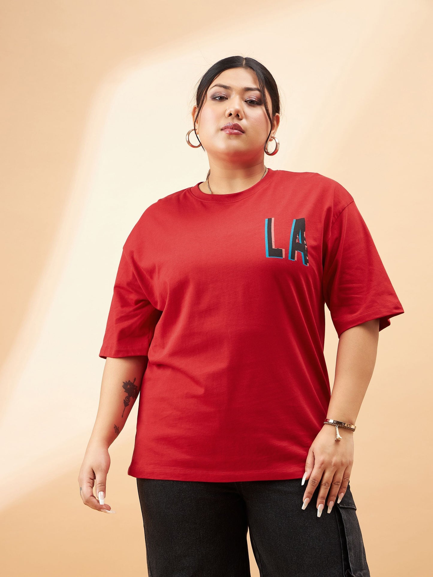 Red Graphic LA Print T-Shirt