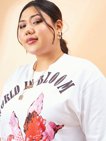 White Graphic The World Is Bloom T-Shirt-SASSAFRAS Curve