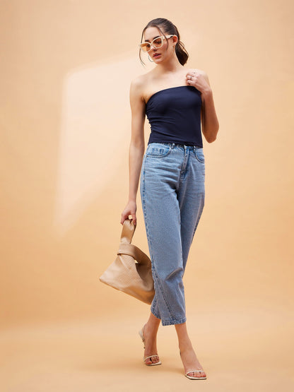 Navy Blue Rib Tube Top