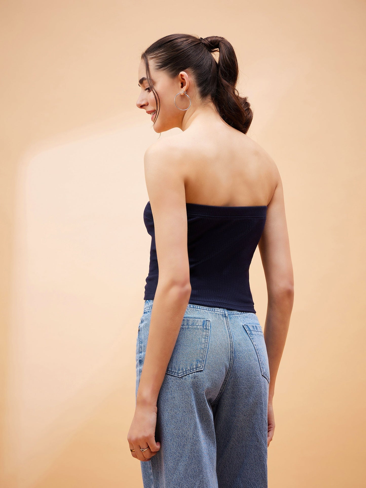 Navy Blue Rib Tube Top
