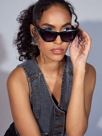 Black Denim Waistcoat Top