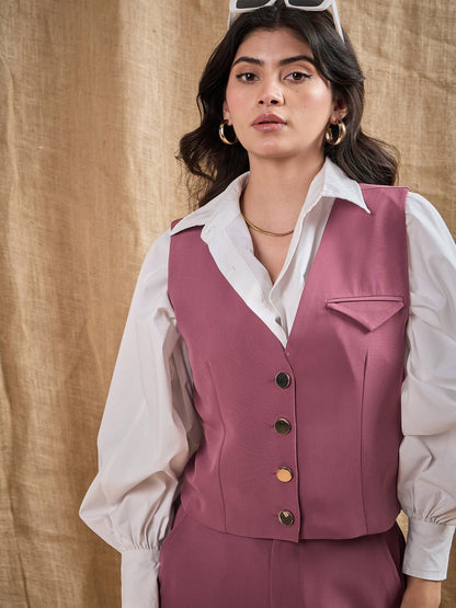 Dark Pink Waistcoat Top