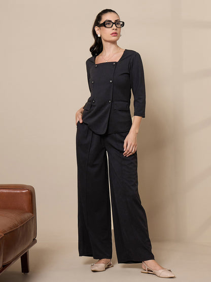 Black Square Neck Top