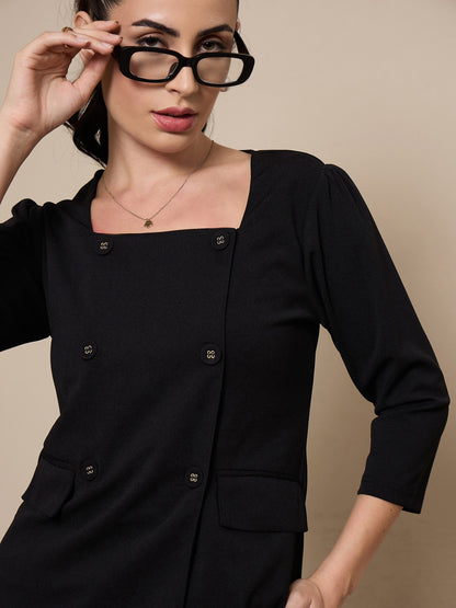 Black Square Neck Top