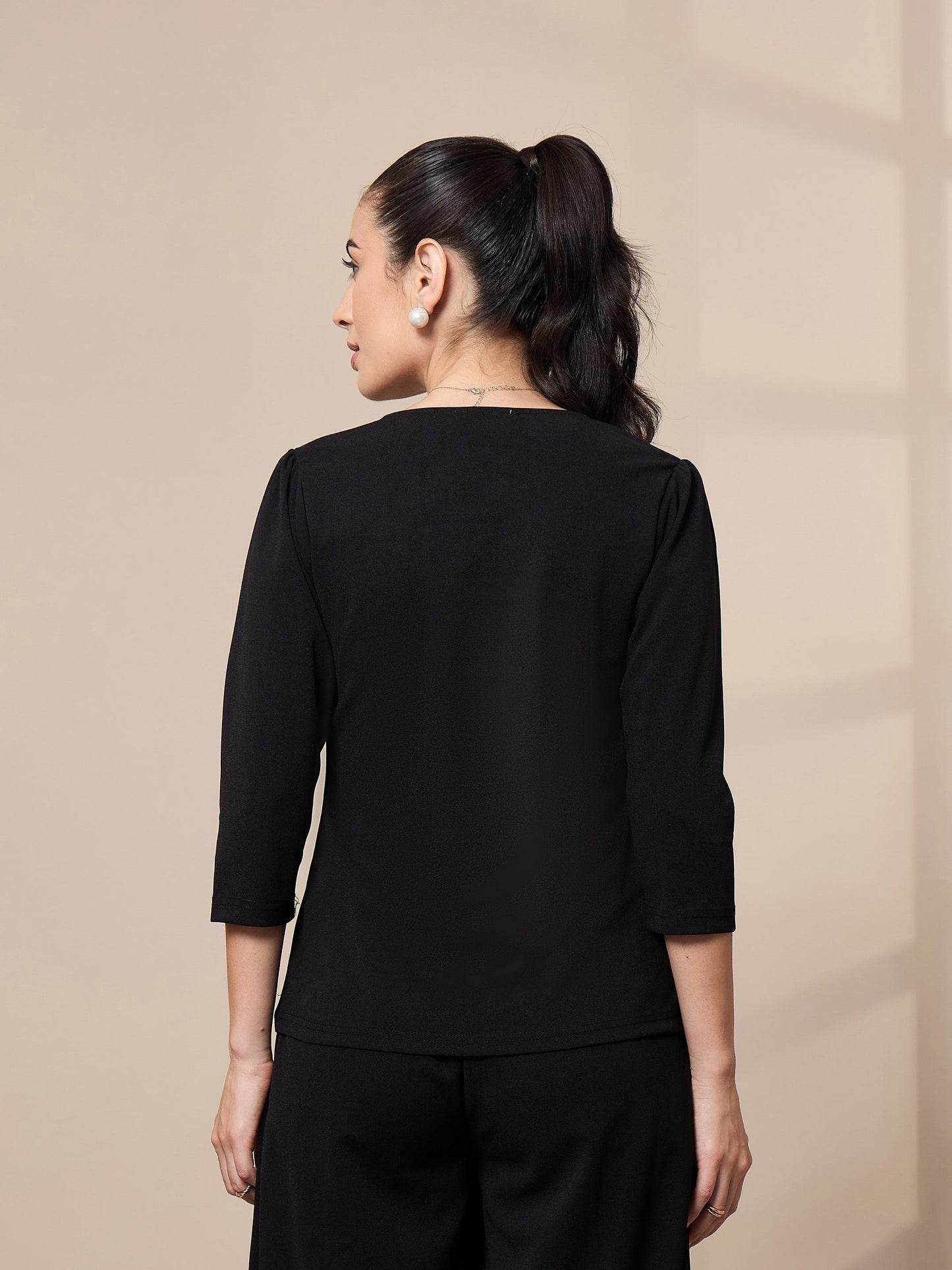 Black Square Neck Top