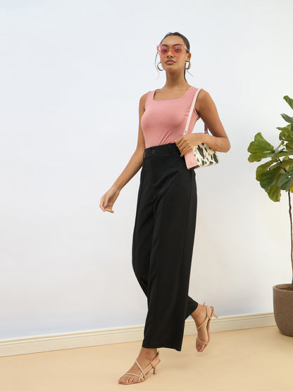 Pink Rhombus Neck Sleeveless Bodysuit