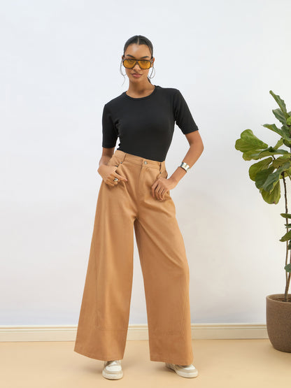 Black Rib Short Sleeves Top