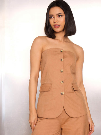 Light Brown Twill Tube Top