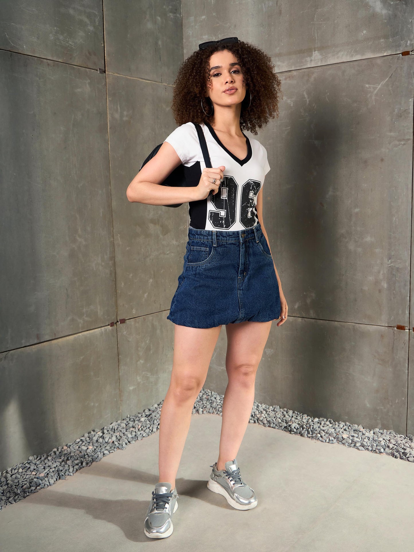 White & Black 96 Print Fitted T-Shirt