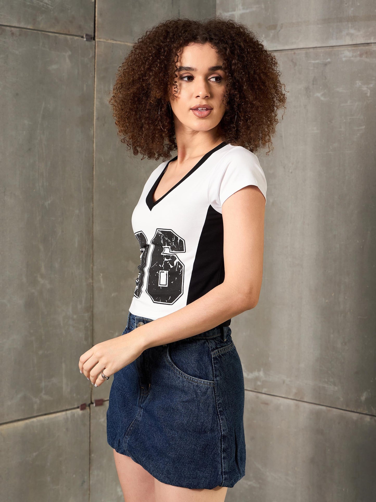 White & Black 96 Print Fitted T-Shirt