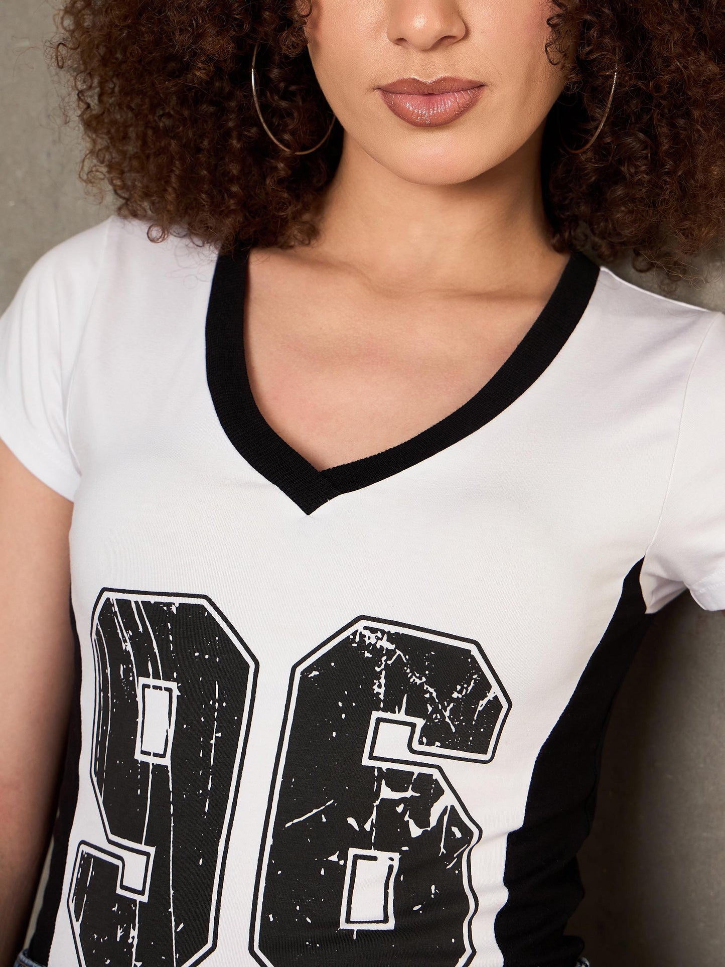 White & Black 96 Print Fitted T-Shirt