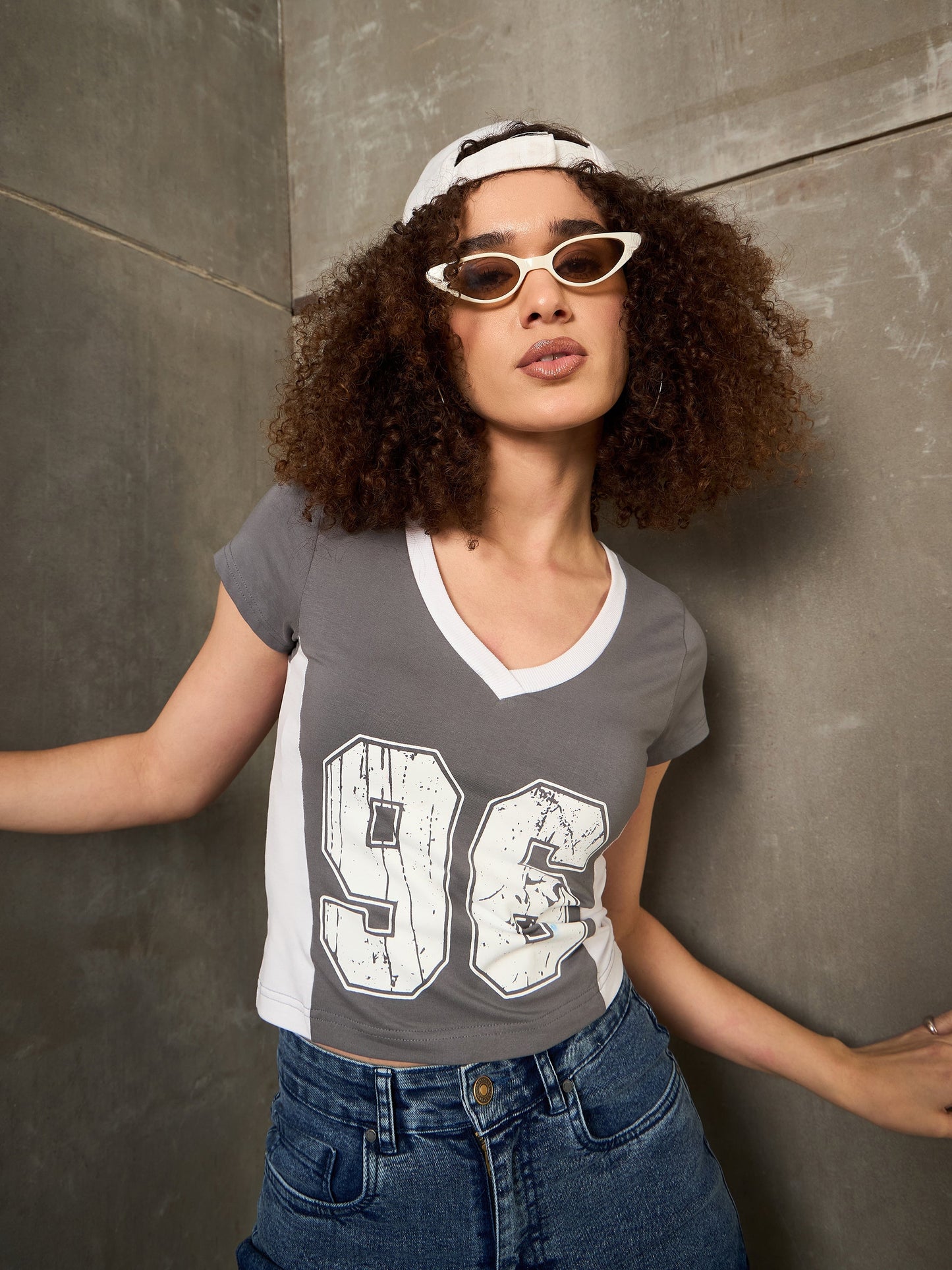 Grey & White 96 Print Fitted T-Shirt