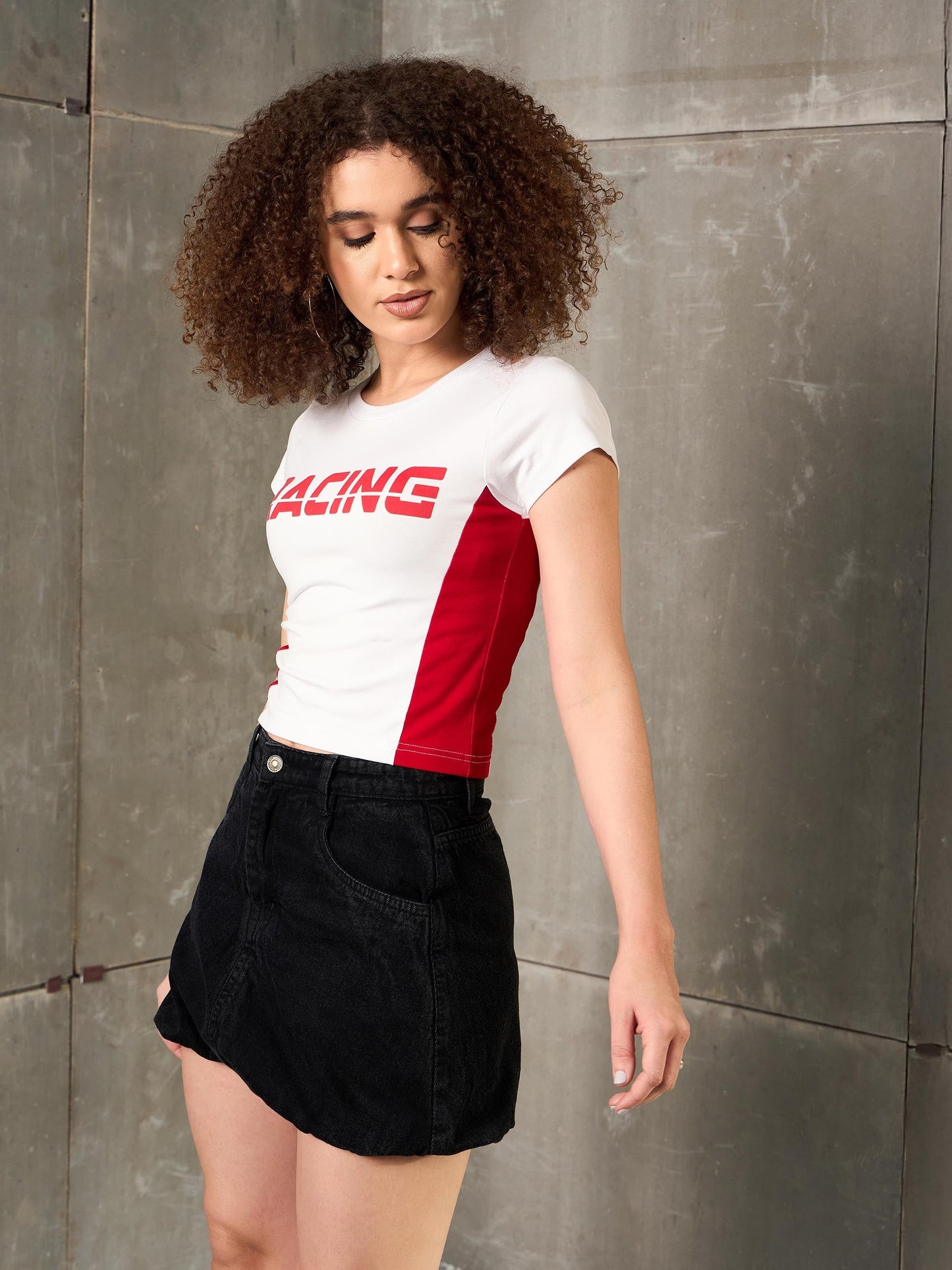 White & Red RACING Fitted T-Shirt
