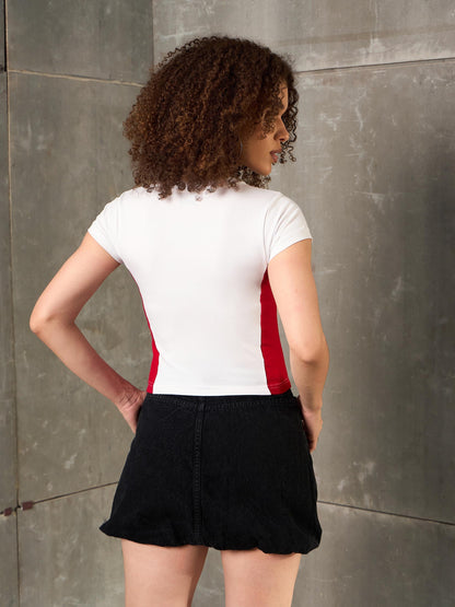 White & Red RACING Fitted T-Shirt
